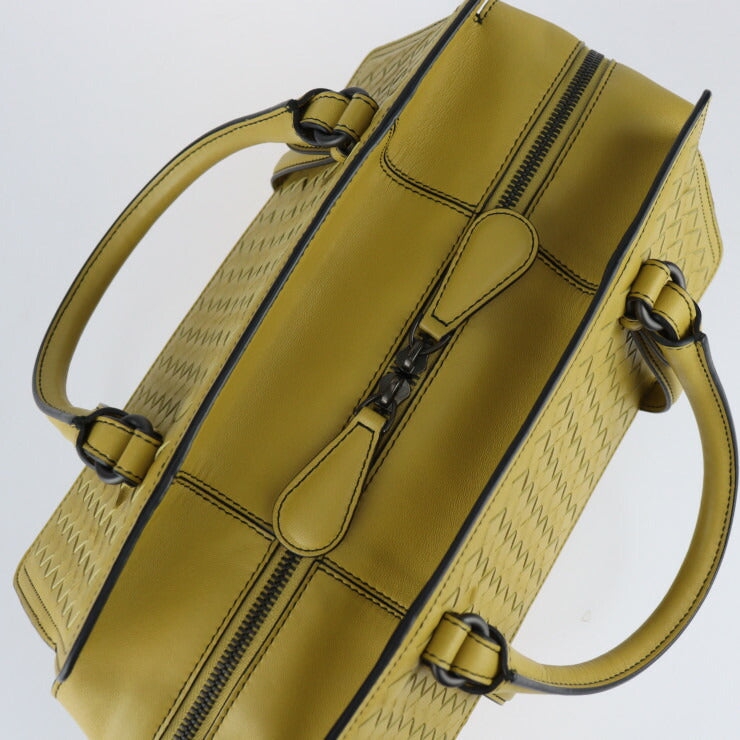 美品 BOTTEGAVENETA ボッテガヴェネタ モナコ イントレチャート ハンドバッグ 396448 レザー マスタード