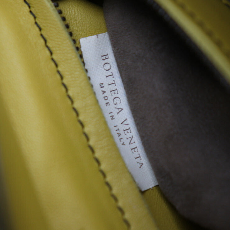 美品 BOTTEGAVENETA ボッテガヴェネタ モナコ イントレチャート ハンドバッグ 396448 レザー マスタード