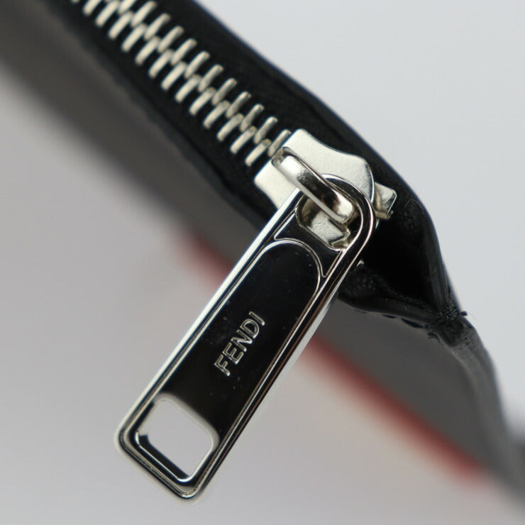 美品 FENDI フェンディ ポーチ セカンドバッグ 7N0078 レザー ブラック マルチカラー シルバー金具 クラッチバッグ LOVE ロゴ