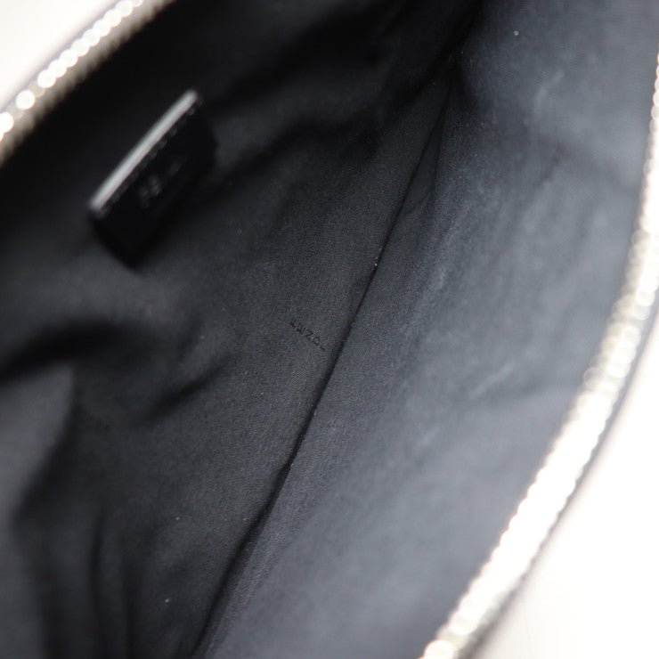 美品 FENDI フェンディ ポーチ セカンドバッグ 7N0078 レザー ブラック マルチカラー シルバー金具 クラッチバッグ LOVE ロゴ