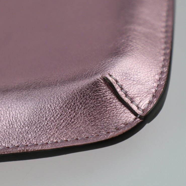 超美品 FENDI フェンディ FFダイヤモンド フォンポーチ ショルダーバッグ 7AS188 レザー ピンクメタリック シルバー金具 スマホポーチ スマホケース ストラップ