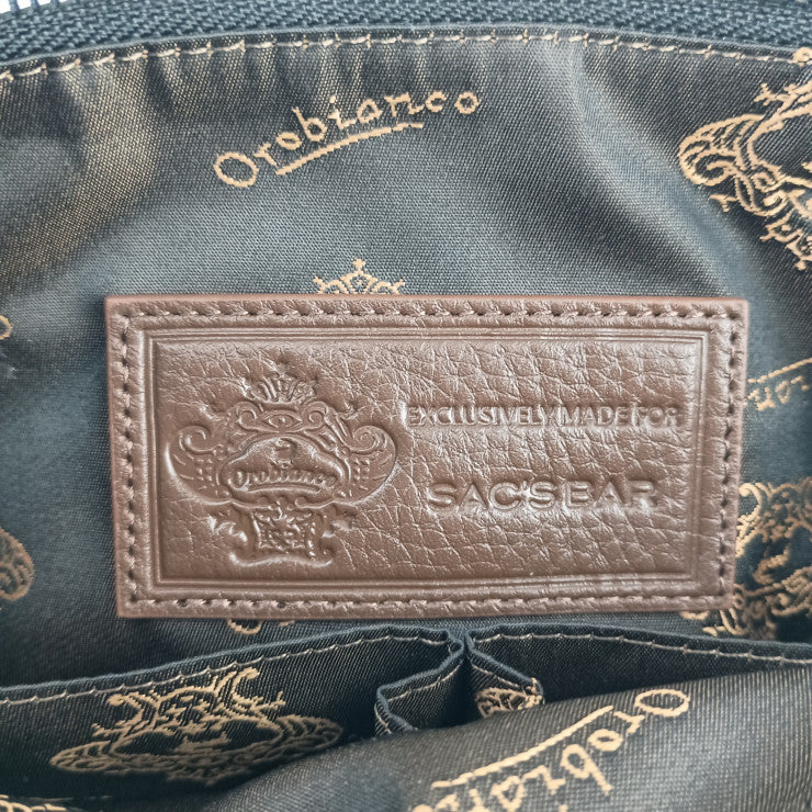 新古未使用展示品 Orobianco オロビアンコ ショルダーバッグ SAC'S BAR 株主優待 限定モデル - ブラック ブラウン ナイロン レザー メンズ クロスボディバッグ