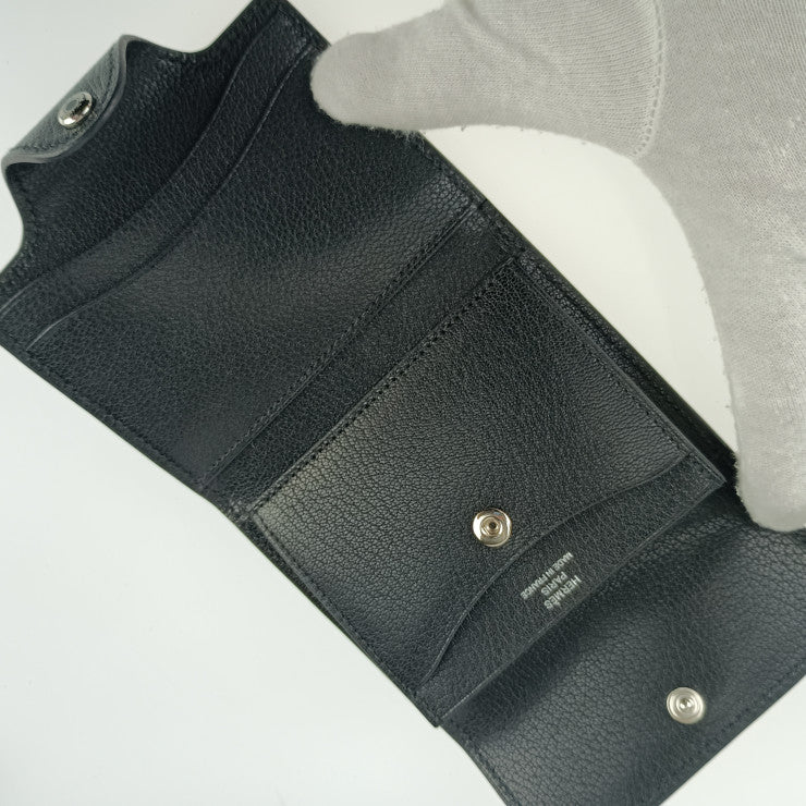新古未使用展示品 HERMES エルメス コインケース イリアード コンパクト H084500CK ブラック シルバー金具 CHEVRE CHAMKILA シェーヴル・シャムキラ レディース B刻印 小銭入れ