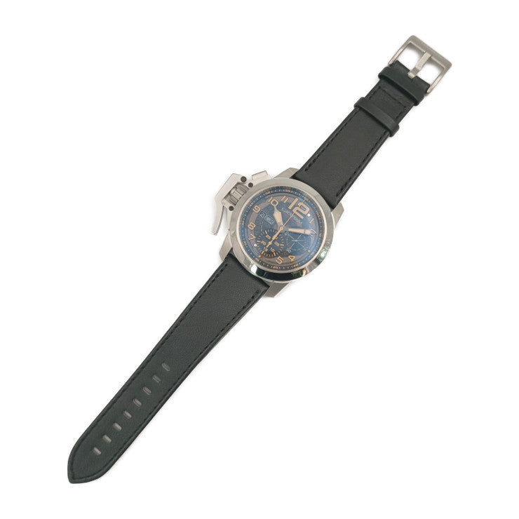 新品未使用展示品 GRAHAM グラハム 腕時計 クロノファイター オーバーサイズ 2CCAS.B32A シルバー ブラック ベージュ系 ステンレス レザー メンズ 自動巻き 裏スケ デイデイト