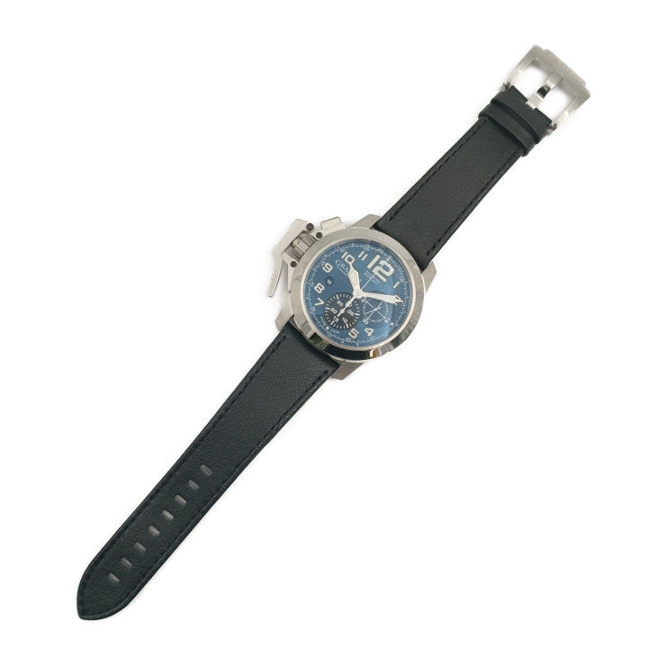 新品未使用展示品 GRAHAM グラハム 腕時計 クロノファイター オーバーサイズ 2CCAS.U01A シルバー ブルー系 ホワイト ブラック ステンレス レザー メンズ 自動巻き 裏スケ デイト