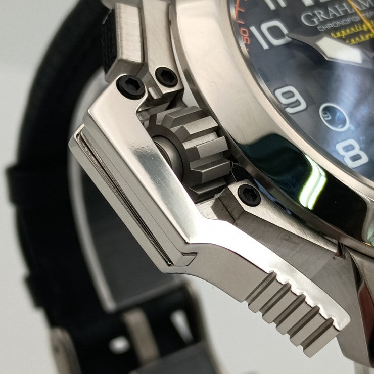 新品未使用展示品 GRAHAM グラハム 腕時計 クロノファイター オーバーサイズ 2CCAS.O01A シルバー ブラック ホワイト オレンジ系 イエロー系 ステンレス レザー メンズ 自動巻き 裏スケ デイト