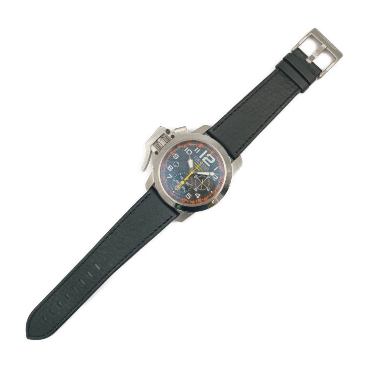 新品未使用展示品 GRAHAM グラハム 腕時計 クロノファイター オーバーサイズ 2CCAS.O01A シルバー ブラック ホワイト オレンジ系 イエロー系 ステンレス レザー メンズ 自動巻き 裏スケ デイト