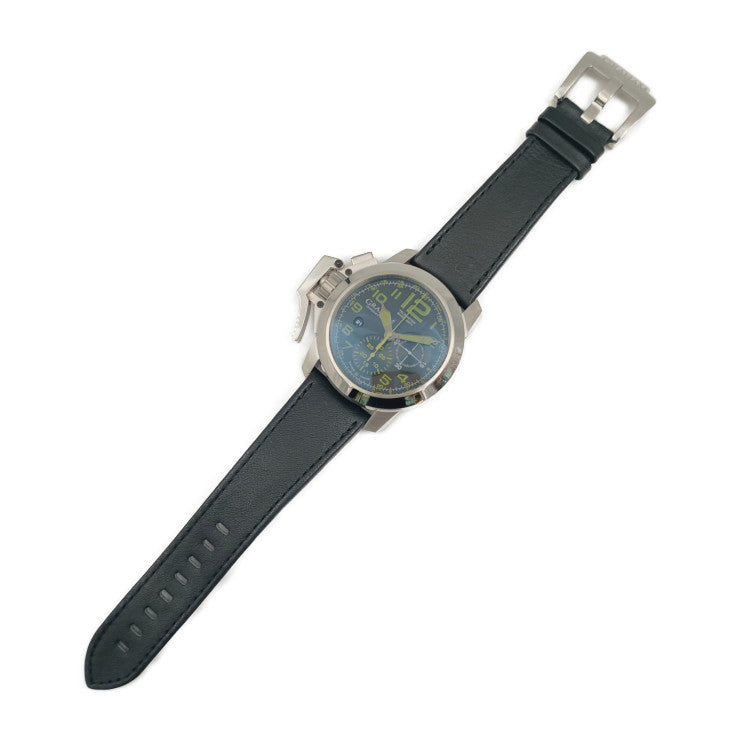 新品未使用展示品 GRAHAM グラハム 腕時計 クロノファイターオーバーサイズ 2CCAS.G01A シルバー ブラック オリーブグリーン系 ステンレス レザー メンズ 自動巻き 裏スケ デイト