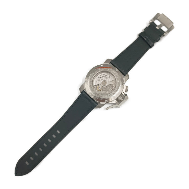 新品未使用展示品 GRAHAM グラハム 腕時計 クロノファイターオーバーサイズ 2CCAS.G01A シルバー ブラック オリーブグリーン系 ステンレス レザー メンズ 自動巻き 裏スケ デイト