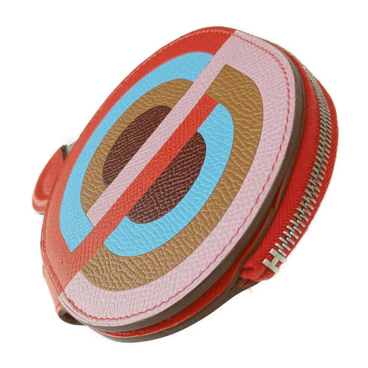 超美品 HERMES エルメス 小銭入れ カードケース IN THE LOOP MINI インザループミニ コインケース H077700CJAB ROUGE DE COEUR レッド系 マルチカラー シルバー金具 ヴォーエプソン レディース 二つ折り