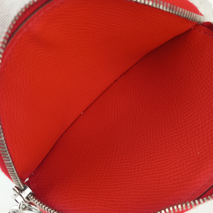 超美品 HERMES エルメス 小銭入れ カードケース IN THE LOOP MINI インザループミニ コインケース H077700CJAB ROUGE DE COEUR レッド系 マルチカラー シルバー金具 ヴォーエプソン レディース 二つ折り