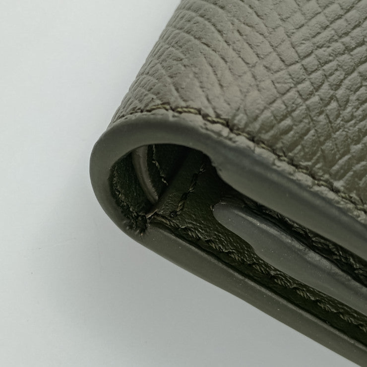 美品 CELINE セリーヌ 三つ折り財布 ファインストラップウォレット 10H483BEL.31DO ダークオリーブ グレインドカーフスキン レディース コンパクト財布