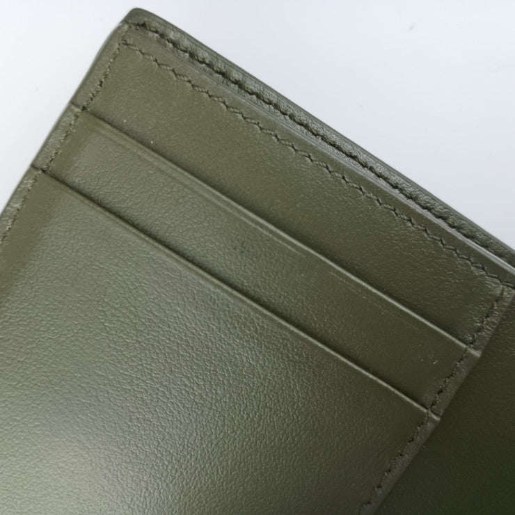 美品 CELINE セリーヌ 三つ折り財布 ファインストラップウォレット 10H483BEL.31DO ダークオリーブ グレインドカーフスキン レディース コンパクト財布