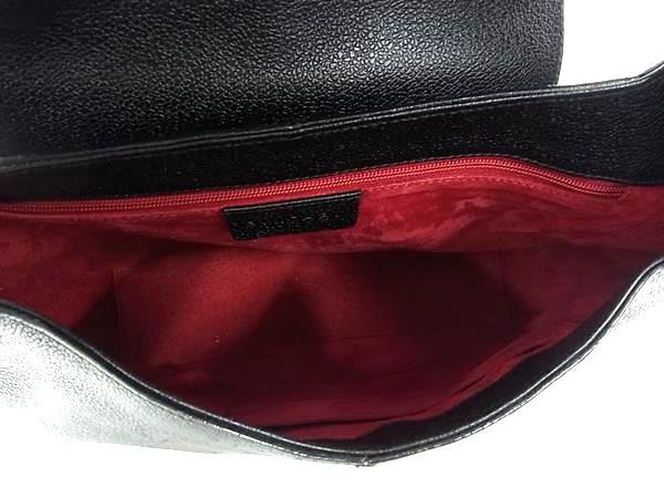 BVLGARI ブルガリ ショルダーバッグ ブラック レザー レディース シルバー金具 美品