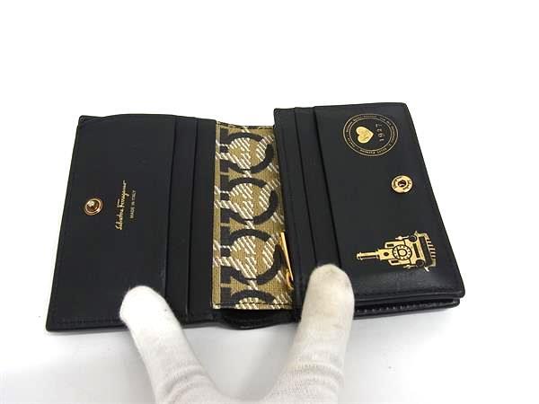 Salvatore Ferragamo フェラガモ 財布 ガンチーニ 220260 ブルー ブラック レザー ユニセックス 二つ折り 財布