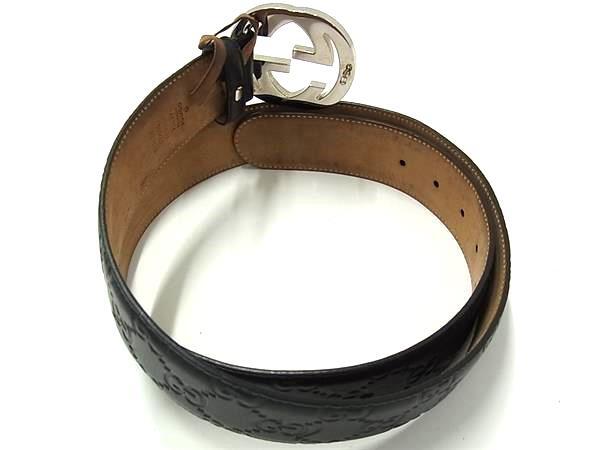 GUCCI グッチ ベルト インターロッキングG 411924 ブラック グッチシマ メンズ シルバー金具