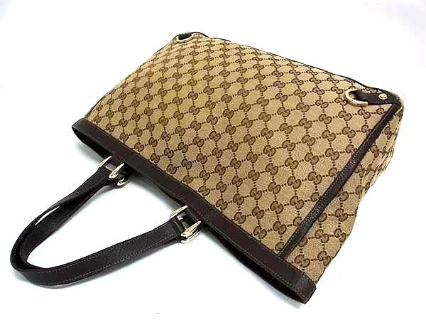GUCCI グッチ ハンドバッグ アビー 141472 ブラウン GGキャンバス×レザー レディース GG柄 ゴールド金具 美品