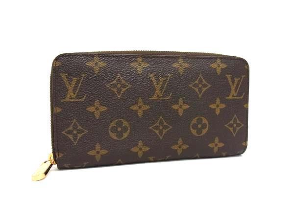 LOUIS VUITTON ルイヴィトン 財布 モノグラム ジッピーウォレット M60017 ブラウン PVC レザー ユニセックス ラウンドファスナー 長財布 ゴールド金具 美品