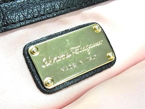 Salvatore Ferragamo フェラガモ ハンドバッグ ガンチーニ エイミー EZ21 F759 ネイビー ブラック デニム×レザー レディース ゴールド金具 美品