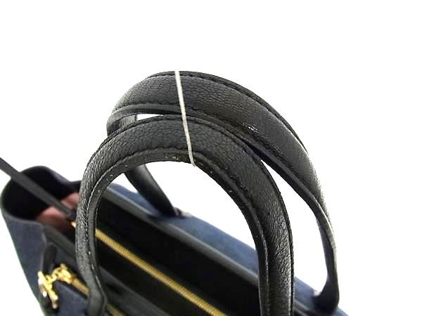 Salvatore Ferragamo フェラガモ ハンドバッグ ガンチーニ エイミー EZ21 F759 ネイビー ブラック デニム×レザー レディース ゴールド金具 美品