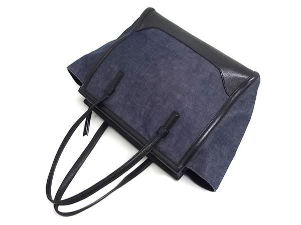 Salvatore Ferragamo フェラガモ ハンドバッグ ガンチーニ エイミー EZ21 F759 ネイビー ブラック デニム×レザー レディース ゴールド金具 美品