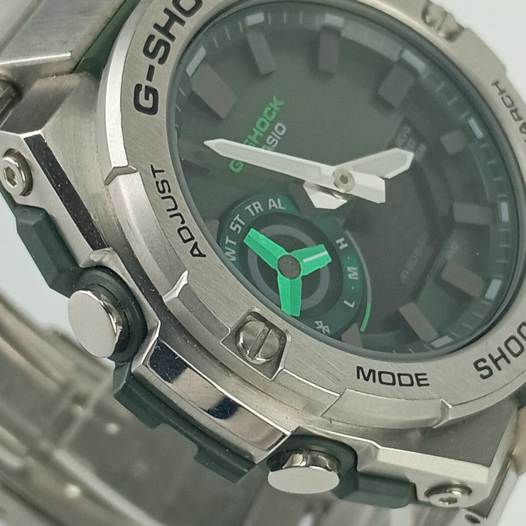 CASIO カシオ 腕時計 GSHOCK GSTEEL GSTB500 Series GSTB500AD3AJF カーキ文字盤 シルバー 樹脂／SS メンズ アナデジ 美品