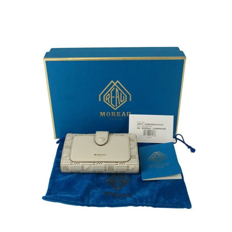 MOREAU モロー 財布 コンパクトウォレット ホワイト系 PVC レザー レディース ゴールド金具 新品未使用展示品
