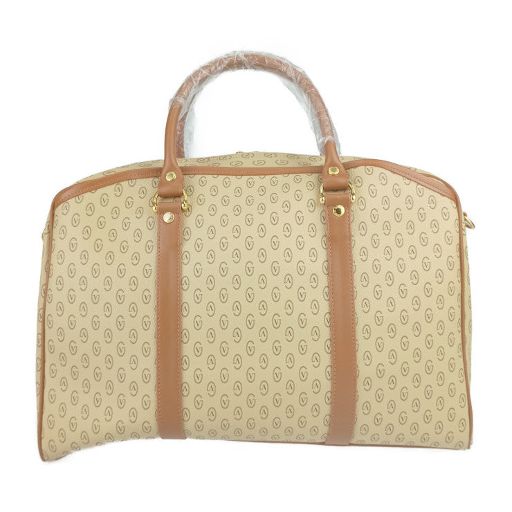 新古未使用展示品 GIANNI VALENTINO ジャンニ バレンチノ バッグ ボストンバッグ 6181 ベージュ ブラウン PVC レザー レディース モノグラム柄 2WAY ショルダーバッグ 旅行鞄 ゴールド金具