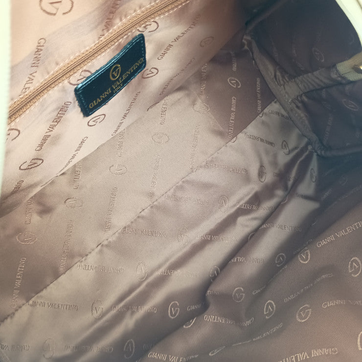 新古未使用展示品 GIANNI VALENTINO ジャンニ バレンチノ バッグ ボストンバッグ 6181 ベージュ ブラウン PVC レザー レディース モノグラム柄 2WAY ショルダーバッグ 旅行鞄 ゴールド金具