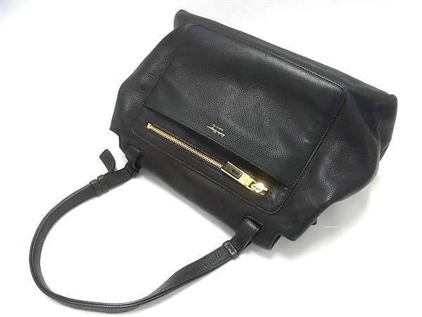 美品 Salvatore Ferragamo サルヴァトーレ フェラガモ ハンドバッグ ワンショルダーバッグ 21 F897 ブラック レザー レディース ポーチ付き ゴールド金具