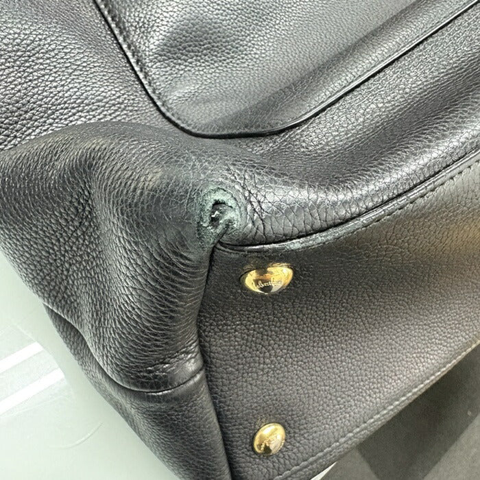 美品 Salvatore Ferragamo サルヴァトーレ フェラガモ ハンドバッグ ワンショルダーバッグ 21 F897 ブラック レザー レディース ポーチ付き ゴールド金具