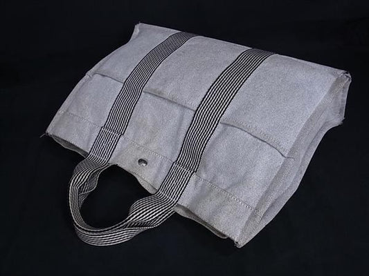 HERMES エルメス トートバッグ ニューフールトゥMM - グレー キャンバス ユニセックス