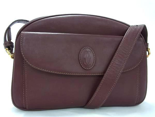 Cartier カルティエ ショルダーバッグ マストライン - ボルドー レザー レディース ポシェット ゴールド金具