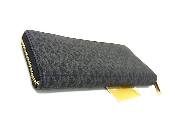 新品未使用展示品 MICHAEL KORS マイケルコース 長財布 JET SET TRAVEL コンチネンタル ジップウォレット 35F8GTVE9B ブラック PVC ユニセックス ラウンドファスナー ゴールド金具