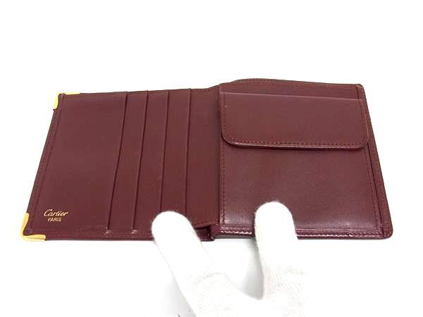 Cartier カルティエ 二つ折り財布 マストライン 73184192 ボルドー レザー ユニセックス ゴールド金具
