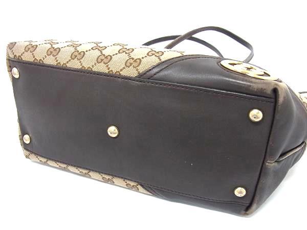 GUCCI グッチ トートバッグ ニューブリット 169946 ベージュ系 ブラウン系 GGキャンバス レザー レディース ショルダーバッグ ゴールド金具