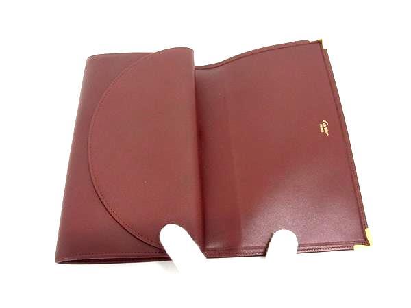 超美品 Cartier カルティエ 長財布 マストライン がま口 長財布 73184183 ボルドー レザー レディース フラップ ゴールド金具
