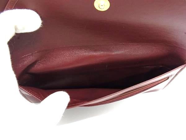 超美品 Cartier カルティエ 長財布 マストライン がま口 長財布 73184183 ボルドー レザー レディース フラップ ゴールド金具