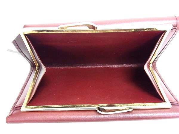 超美品 Cartier カルティエ 長財布 マストライン がま口 長財布 73184183 ボルドー レザー レディース フラップ ゴールド金具