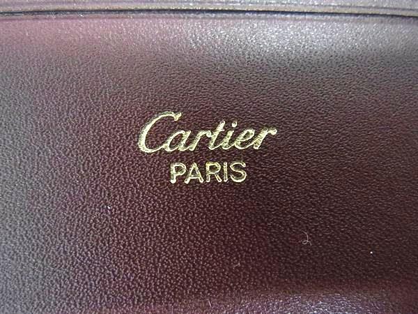 超美品 Cartier カルティエ 長財布 マストライン がま口 長財布 73184183 ボルドー レザー レディース フラップ ゴールド金具