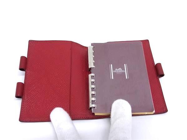 HERMES エルメス 手帳 アジェンダPM - レッド系 クシュベル ユニセックス シルバー金具 〇Y刻印