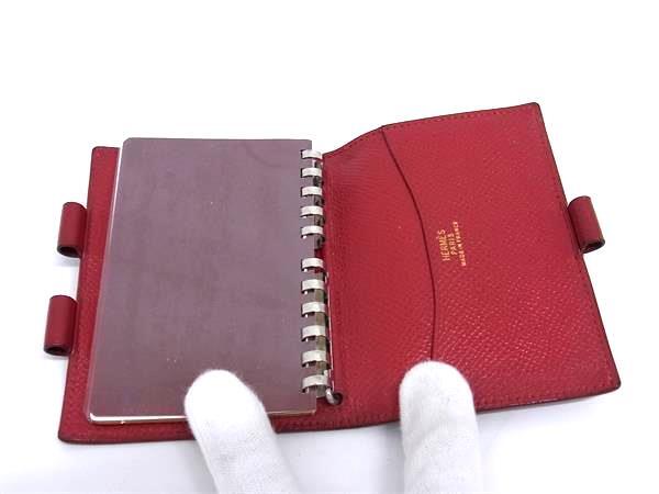 HERMES エルメス 手帳 アジェンダPM - レッド系 クシュベル ユニセックス シルバー金具 〇Y刻印