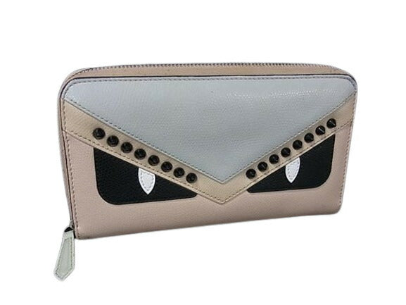 FENDI フェンディ 長財布 バッグバグズ モンスター ジップアラウンド ウォレット 8M0299 ピンク系 ライトブルー系 マルチカラー レザー レディース シルバー金具