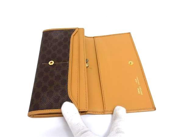 CELINE セリーヌ 長財布 マカダム フラップウォレット M16 ブラウン系 PVC×レザー レディース ヴィンテージ 二つ折り がま口