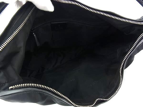 GUCCI グッチ ハンドバッグ ショルダーバッグ 001 3770 ブラック ナイロン×レザー レディース シルバー金具