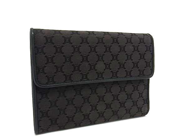 CELINE セリーヌ 財布 マカダム 三つ折り財布 CE00/33 ダークブラウン系 キャンバス×レザー レディース