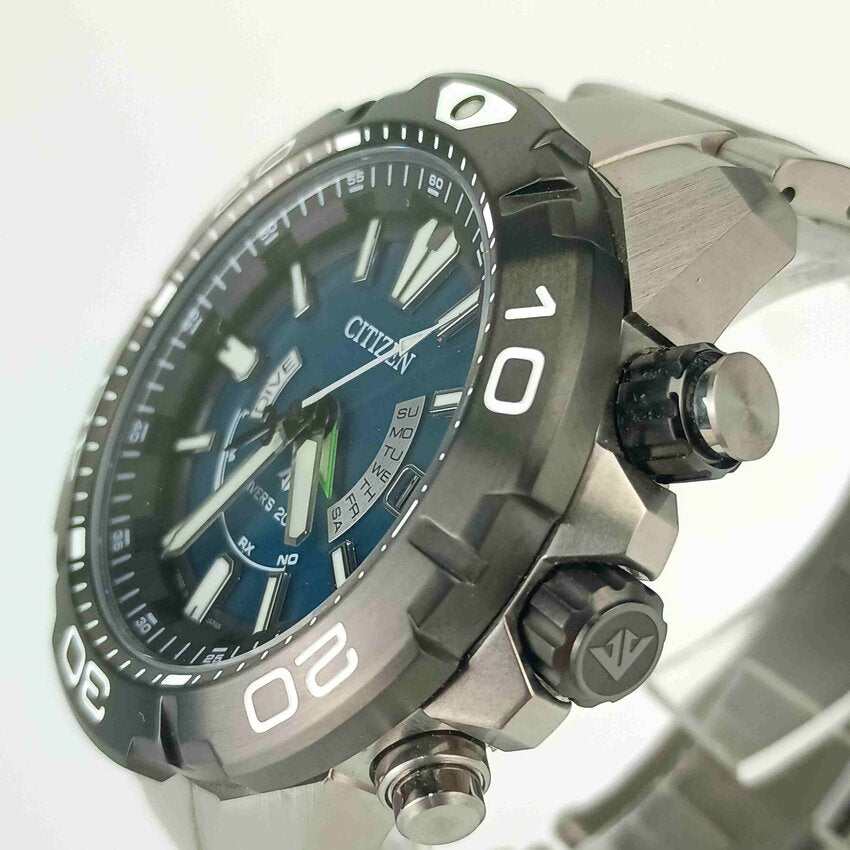 CITIZEN シチズン 腕時計 プロマスター マリン エコドライブ AS7145-69L / H112ｰR012487 シルバー ブルー文字盤 スーパーチタニウム メンズ ダイバーズ アナログ ソーラー電波 美品