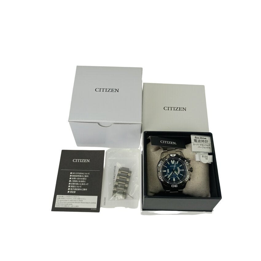 CITIZEN シチズン 腕時計 プロマスター マリン エコドライブ AS7145-69L / H112ｰR012487 シルバー ブルー文字盤 スーパーチタニウム メンズ ダイバーズ アナログ ソーラー電波 美品
