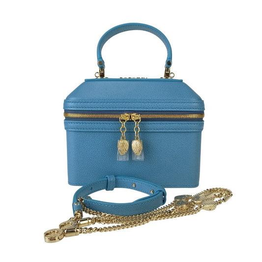 BVLGARI ブルガリ ハンドバッグ セルペンティ バニティバッグ - ブルー系 レザー レディース 2WAY ショルダーバッグ ゴールド金具 超美品