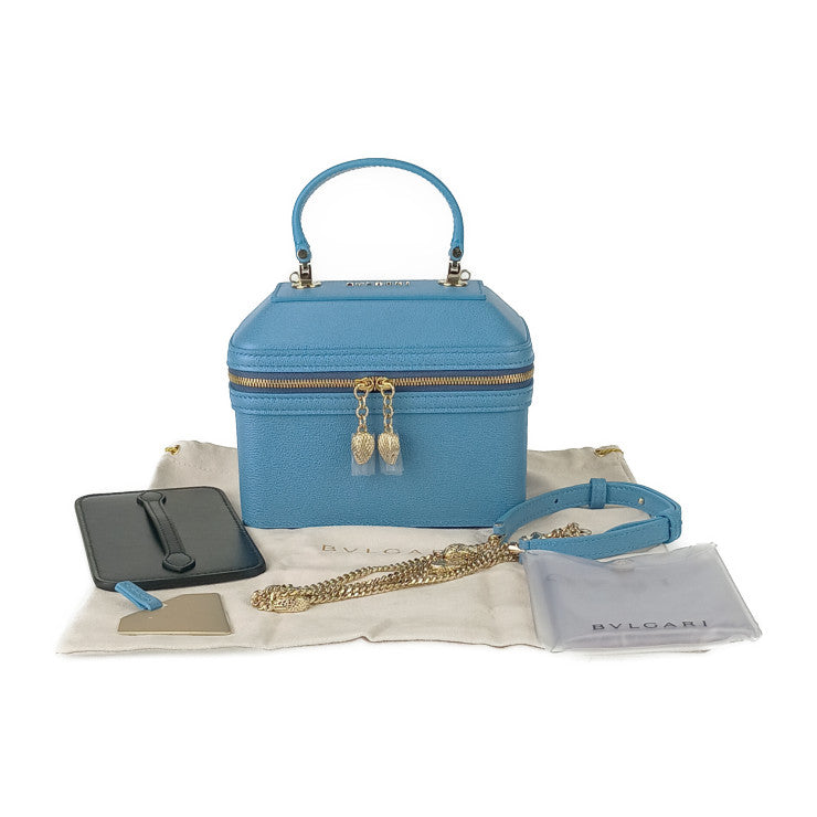 BVLGARI ブルガリ ハンドバッグ セルペンティ バニティバッグ - ブルー系 レザー レディース 2WAY ショルダーバッグ ゴールド金具 超美品